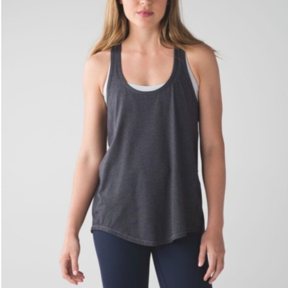 Lululemon Salute the Sun Tank Sz 6 Flowy Gray tank top workout gym top women
